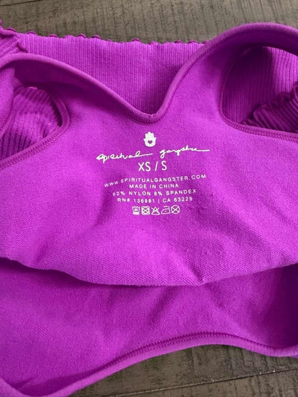 Spiritual Gangster Ribbed Scoop Neck Crop Tank - Bright Purple - Picture 3 of 3